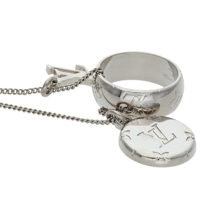 Louis Vuitton Silver Monogram Ring Necklace (Silver 15.74g)