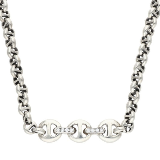 HOORSENBUHS Open Link Diamond Silver Necklace Size ONE SIZE