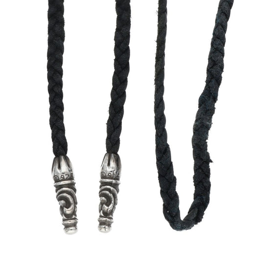 Chrome Hearts Scroll Leather Braid Black x Silver (Silver 11.51g)