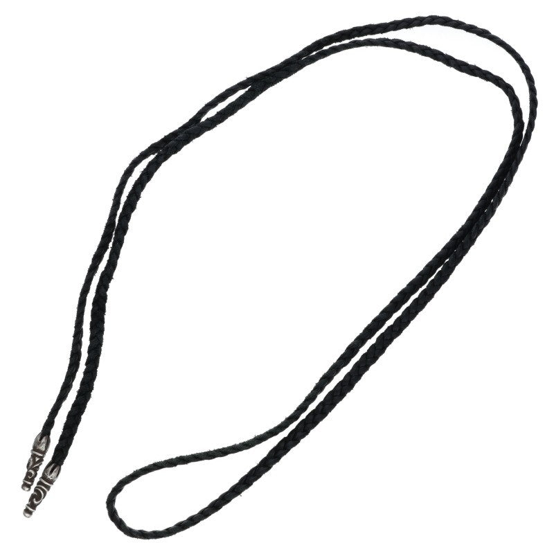 Chrome Hearts Scrolled Leather Braid Black x Silver (Silver 12.72g)