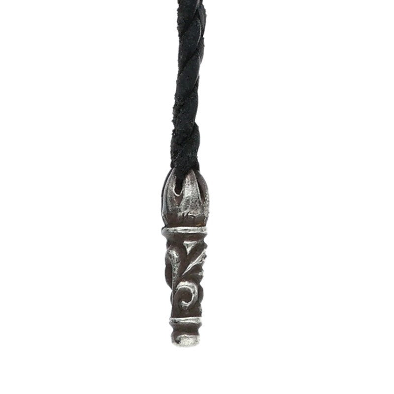 Chrome Hearts Scrolled Leather Braid Black x Silver (Silver 12.72g)