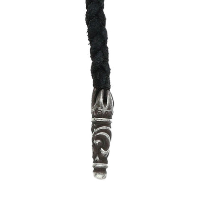 Chrome Hearts Scrolled Leather Braid Black x Silver (Silver 12.72g)