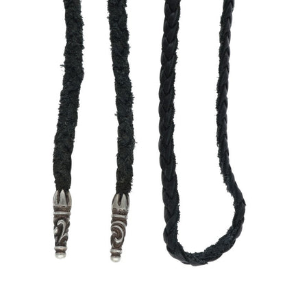 Chrome Hearts Scrolled Leather Braid Black x Silver (Silver 10.87g)