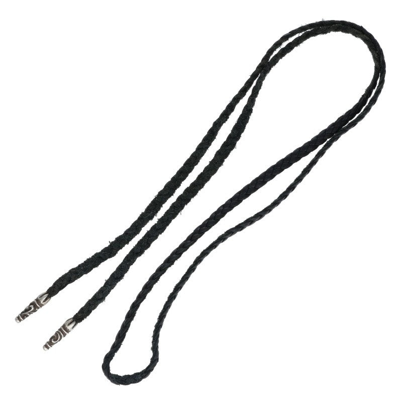 Chrome Hearts Scrolled Leather Braid Black x Silver (Silver 10.87g)