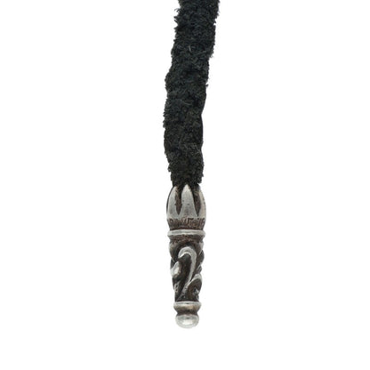 Chrome Hearts Scrolled Leather Braid Black x Silver (Silver 10.87g)