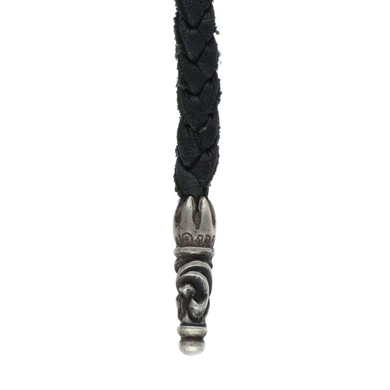 Chrome Hearts Scrolled Leather Braid Black x Silver (Silver 10.87g)