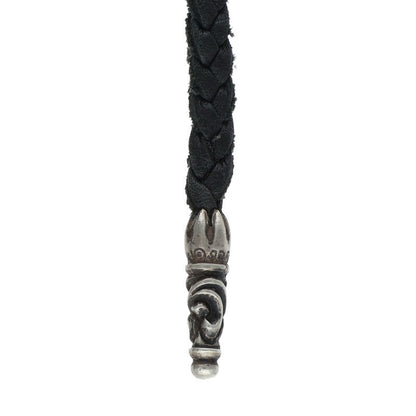 Chrome Hearts Scrolled Leather Braid Black x Silver (Silver 10.87g)