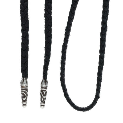 Chrome Hearts Scroll Leather Braid Black x Silver (Silver 11.21g)