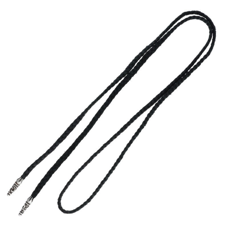 Chrome Hearts Scroll Leather Braid Black x Silver (Silver 11.21g)