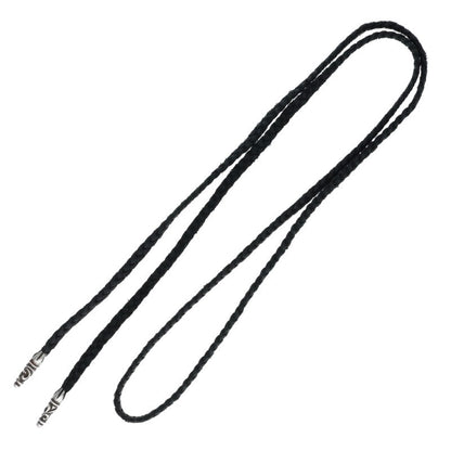 Chrome Hearts Scroll Leather Braid Black x Silver (Silver 11.21g)