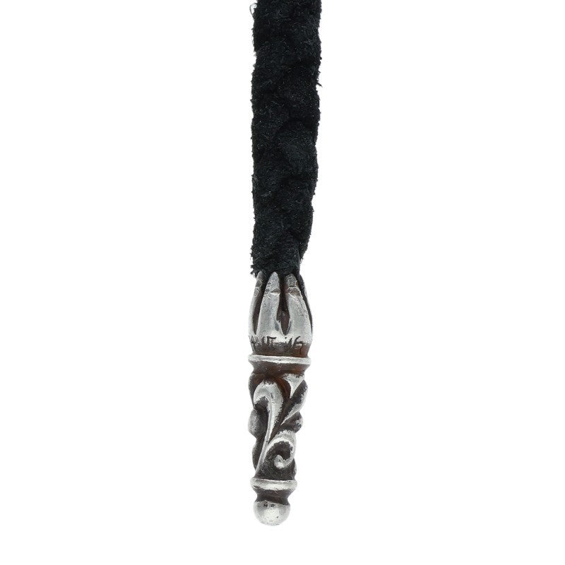Chrome Hearts Scroll Leather Braid Black x Silver (Silver 11.21g)