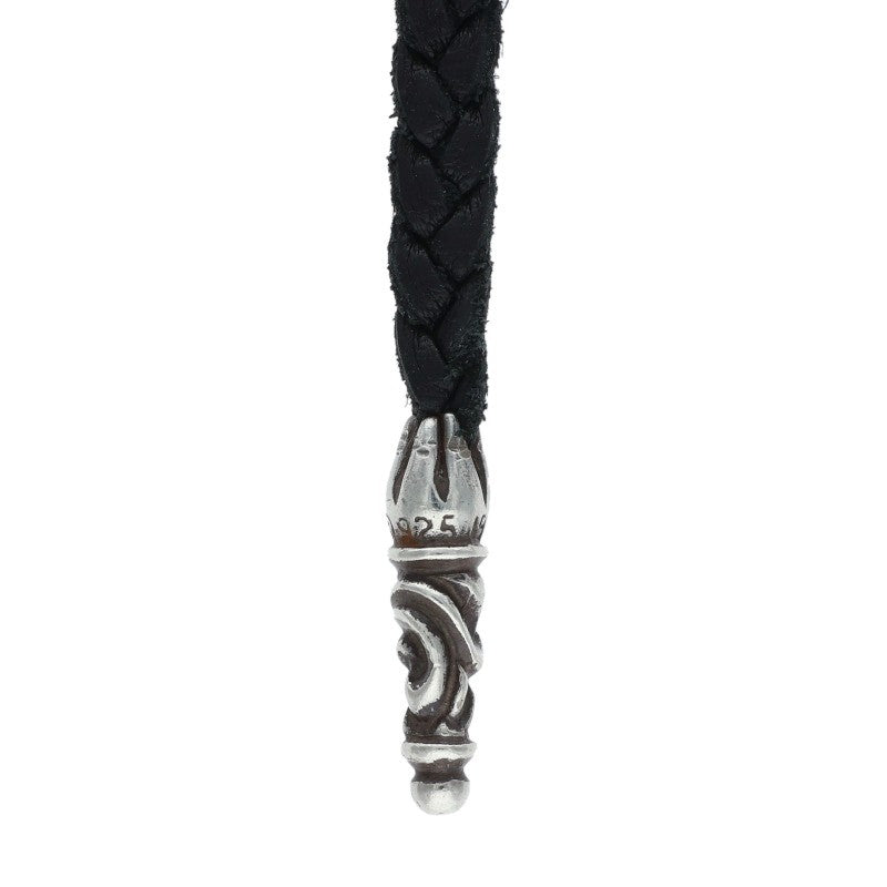 Chrome Hearts Scroll Leather Braid Black x Silver (Silver 11.21g)