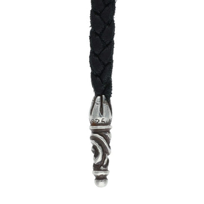 Chrome Hearts Scroll Leather Braid Black x Silver (Silver 11.21g)