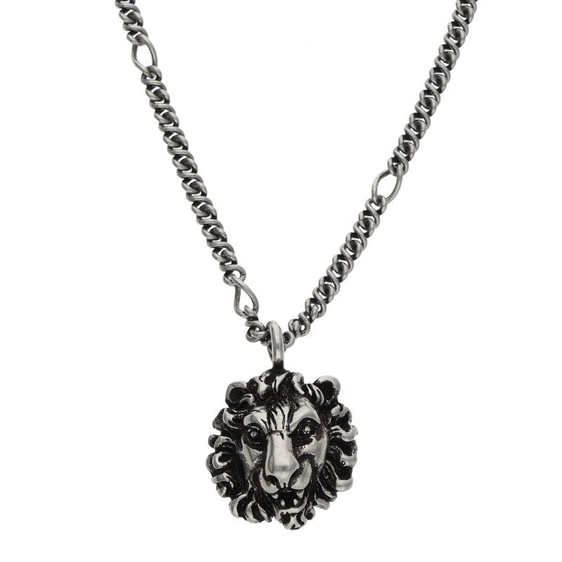 GUCCI Lion Head Silver Chain Necklace Size ONE SIZE