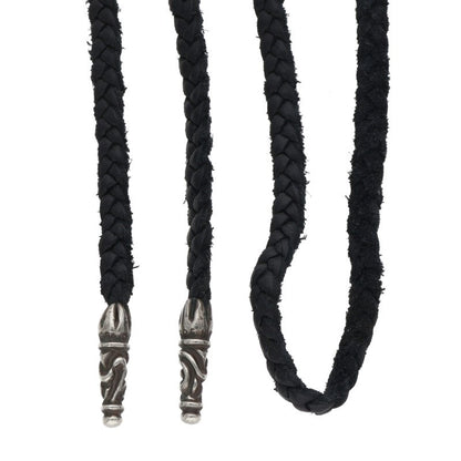 Chrome Hearts Scroll Leather Braid Black x Silver (Silver 11.58g)