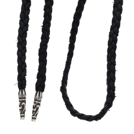Chrome Hearts Scrolled leather braid Black x Silver (Silver 14.03g)