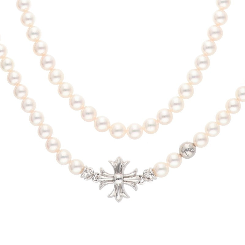 Chrome Hearts 18K WHG CH Plus Pearl Necklace