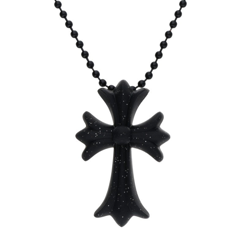 Chrome Hearts Black Rubber Small CH Cross (Silver 8.47g)