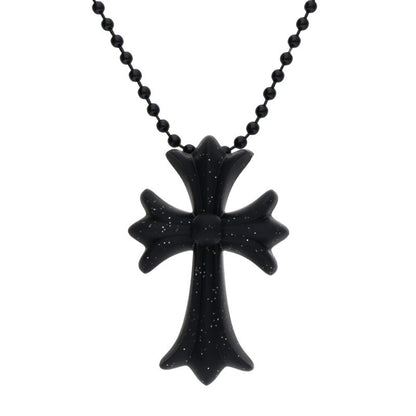 Chrome Hearts Black Rubber Small CH Cross (Silver 8.47g)