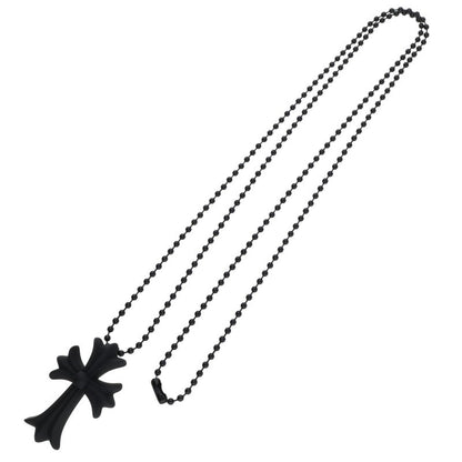 Chrome Hearts RUBBER CH CRS SML Necklace Black (Silver 8.47g)