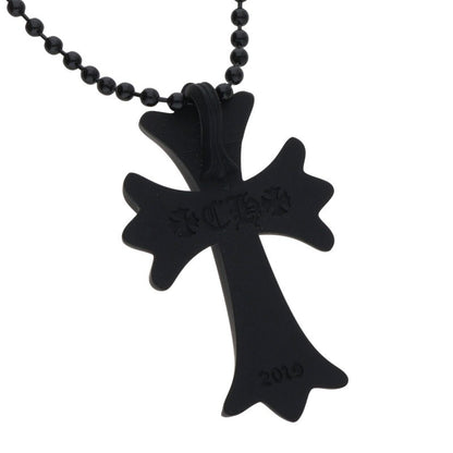 Chrome Hearts RUBBER CH CRS SML Necklace Black (Silver 8.47g)