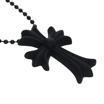 Chrome Hearts RUBBER CH CRS SML Necklace Black (Silver 8.47g)