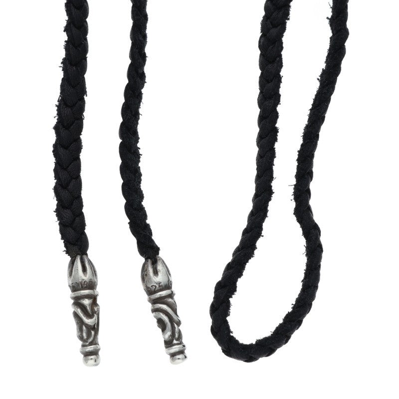 Chrome Hearts Scrolled leather trim Silver necklace Black x Silver (Silver 11.52g)