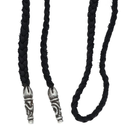 Chrome Hearts Scrolled leather trim Silver necklace Black x Silver (Silver 11.52g)