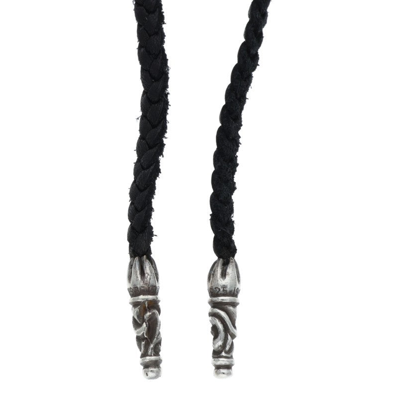 Chrome Hearts Scrolled leather trim Silver necklace Black x Silver (Silver 11.52g)