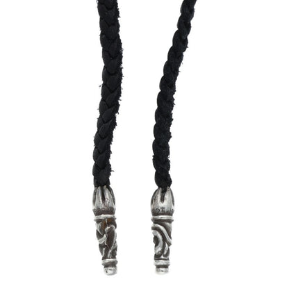 Chrome Hearts Scrolled leather trim Silver necklace Black x Silver (Silver 11.52g)