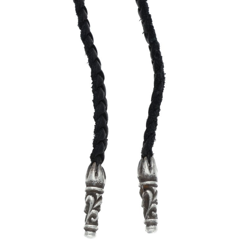 Chrome Hearts Scrolled leather trim Silver necklace Black x Silver (Silver 11.52g)