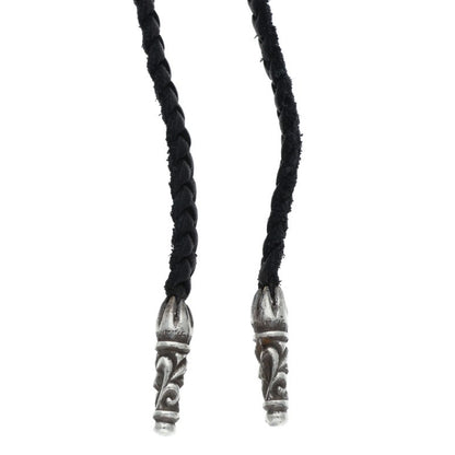 Chrome Hearts Scrolled leather trim Silver necklace Black x Silver (Silver 11.52g)