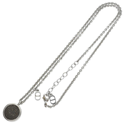 DIOR Oblique Circle Pendant Silver Necklace Size ONE SIZE