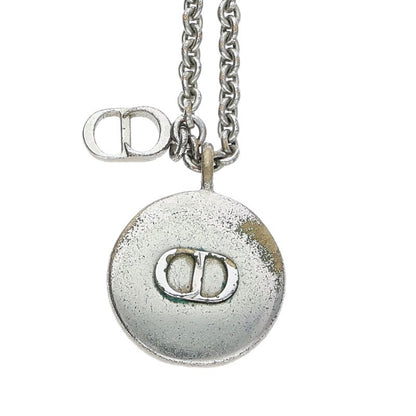 DIOR Oblique Circle Pendant Silver Necklace Size ONE SIZE