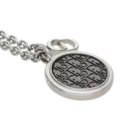 DIOR Oblique Circle Pendant Silver Necklace Size ONE SIZE