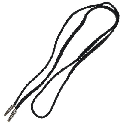 Chrome Hearts Scrolled Leather Braid Black x Silver (Silver 9.6g)