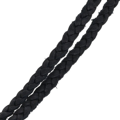 Chrome Hearts Scrolled Leather Braid Black x Silver (Silver 9.6g)