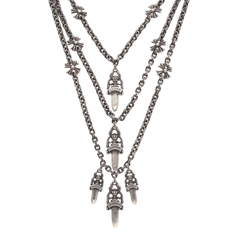 Chrome Hearts 3TIER DAGGER PLS Silver Necklace Size ONE SIZE