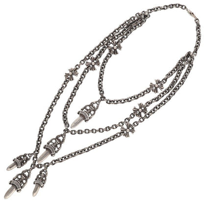 Chrome Hearts 3TIER DAGGER PLS Silver Necklace Size ONE SIZE