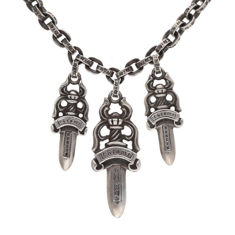 Chrome Hearts 3TIER DAGGER PLS Silver Necklace Size ONE SIZE