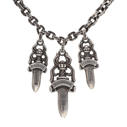 Chrome Hearts 3TIER DAGGER PLS Silver Necklace Size ONE SIZE