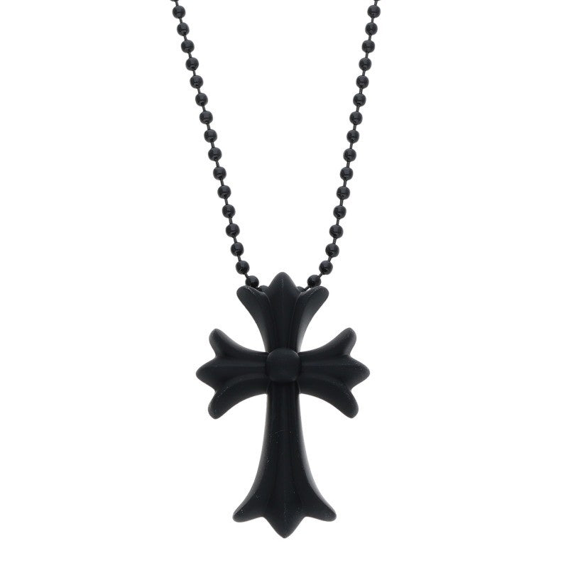 Chrome Hearts Rubber Small CH Cross Necklace Size ONE Black