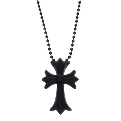 Chrome Hearts Rubber Small CH Cross Necklace Size ONE Black