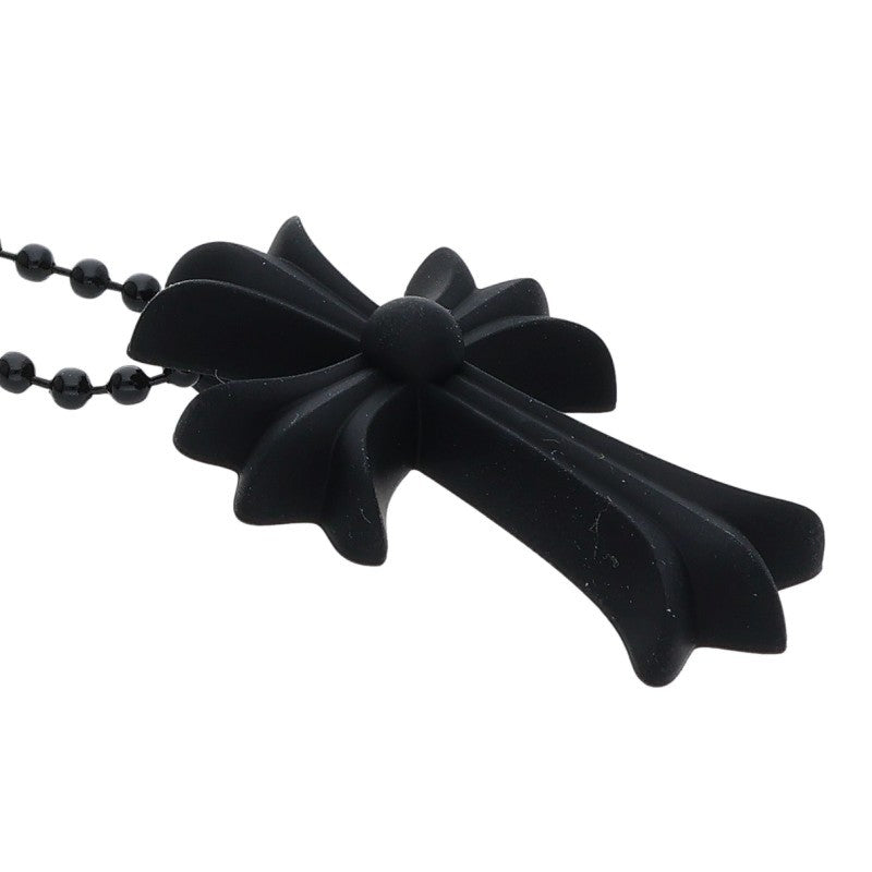 Chrome Hearts Rubber Small CH Cross Necklace Size ONE Black