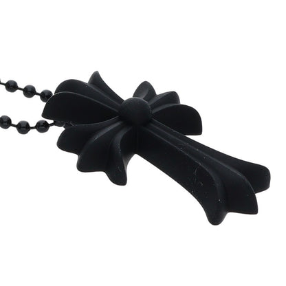 Chrome Hearts Rubber Small CH Cross Necklace Size ONE Black