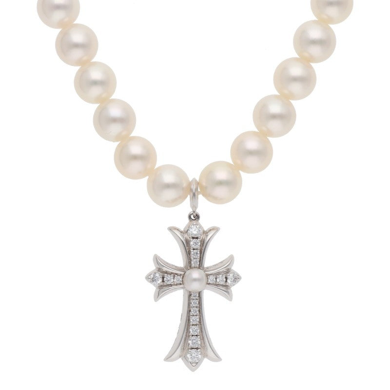 Chrome Hearts Tiny CH CRS Pave Pearl Necklace Size 16INCH