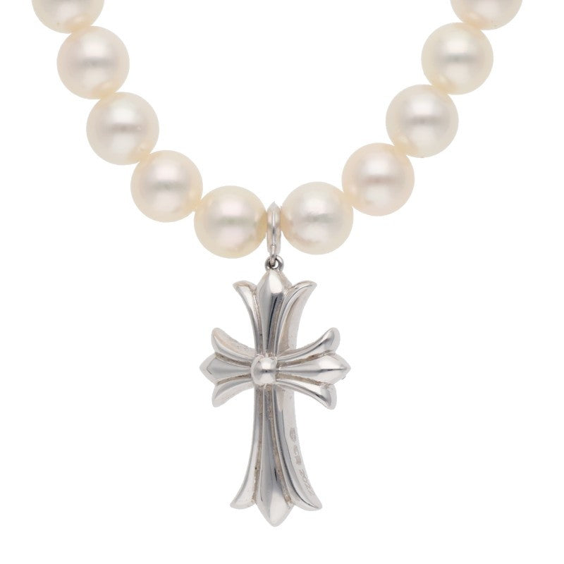 Chrome Hearts Tiny CH CRS Pave Pearl Necklace Size 16INCH