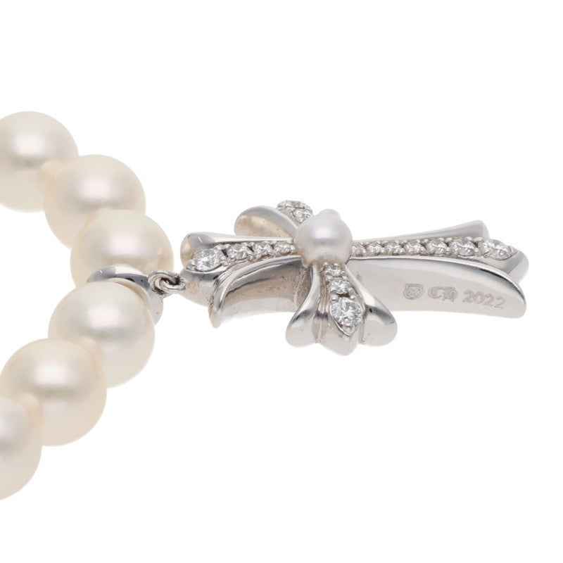 Chrome Hearts Tiny CH CRS Pave Pearl Necklace Size 16INCH