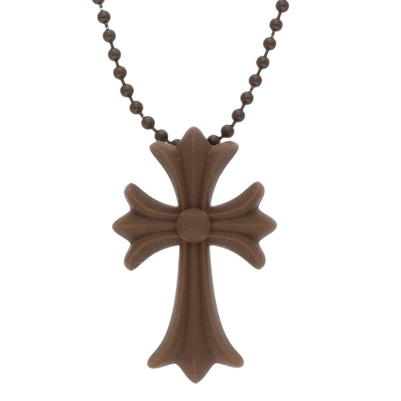 Chrome Hearts Rubber Small CH Cross Necklace Size ONE Brown