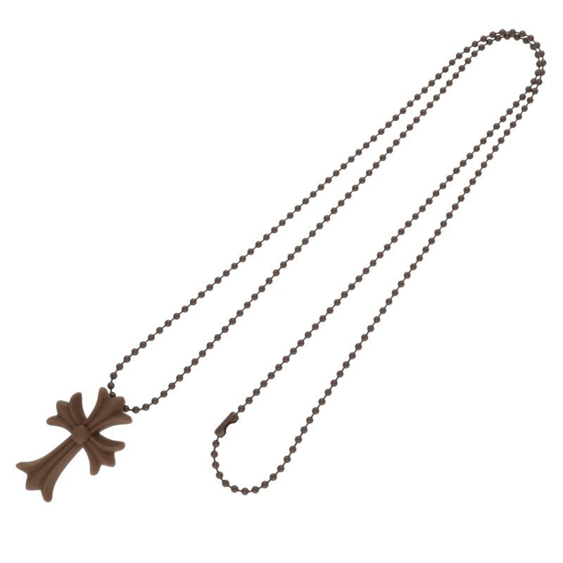 Chrome Hearts Rubber Small CH Cross Necklace Size ONE Brown